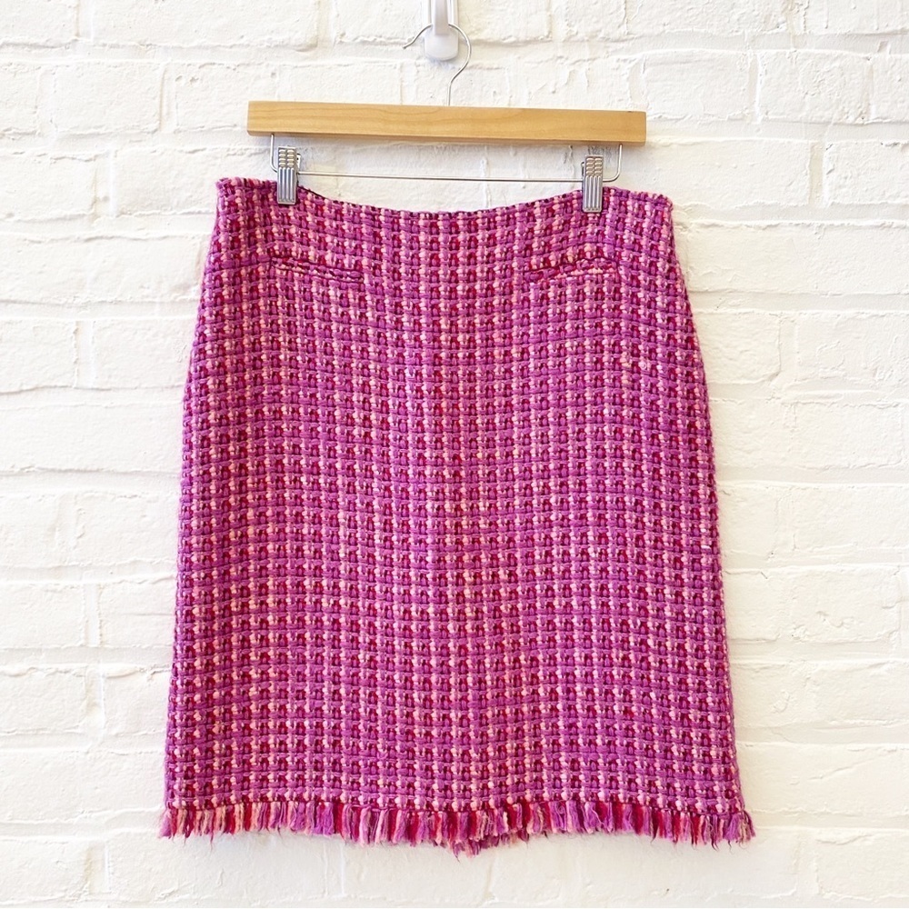 Tibi‎ || Tweed Pencil Skirt Pink Red 10